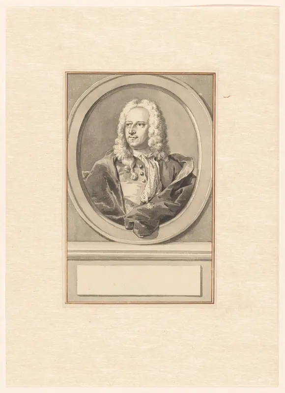 Portret van Abraham van Hoey, in ovaal, naar links Wall Art by Aert Schouman - High-Resolution Digital Print