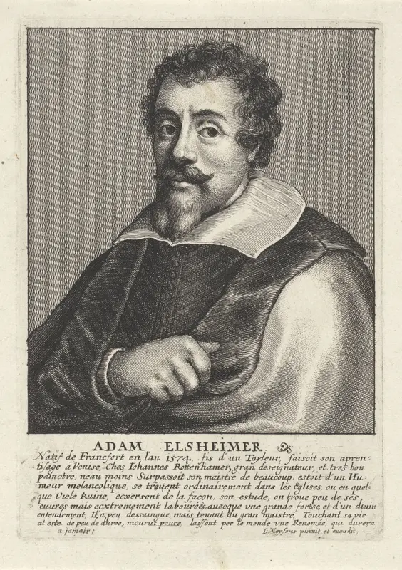 Portret van Adam Elsheimer Wall Art by Wenceslaus Hollar - High-Resolution Digital Print