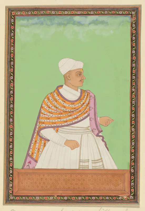 Portret van Akanna Pandit, opperschrijver van de koning (shahnawis-i kull) in het domein van Sultan Abul Hasan Wall Art by anonymous - High-Resolution Digital Print