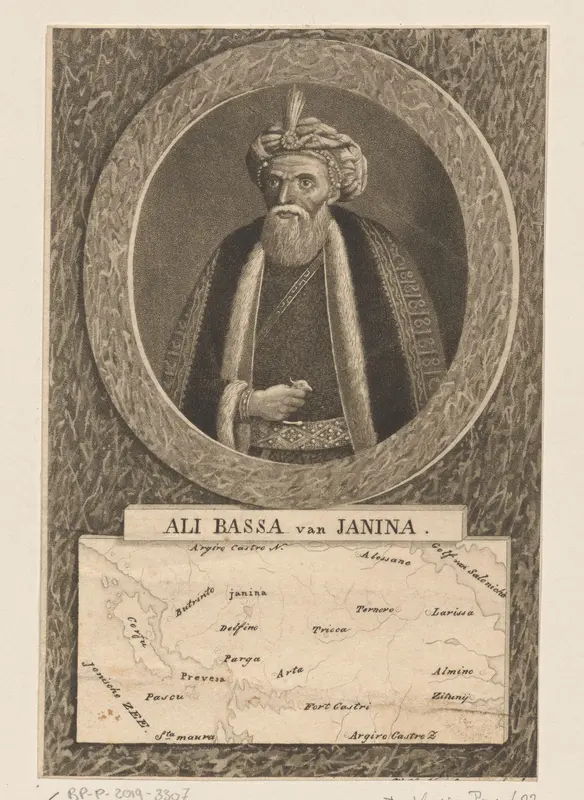 Portret van Ali, pasja van Ioannina, met kaart van de Balkan Wall Art by Unknown - High-Resolution Digital Print