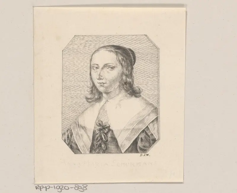 Portret van Anna Maria van Schurman Wall Art by Unknown - High-Resolution Digital Print