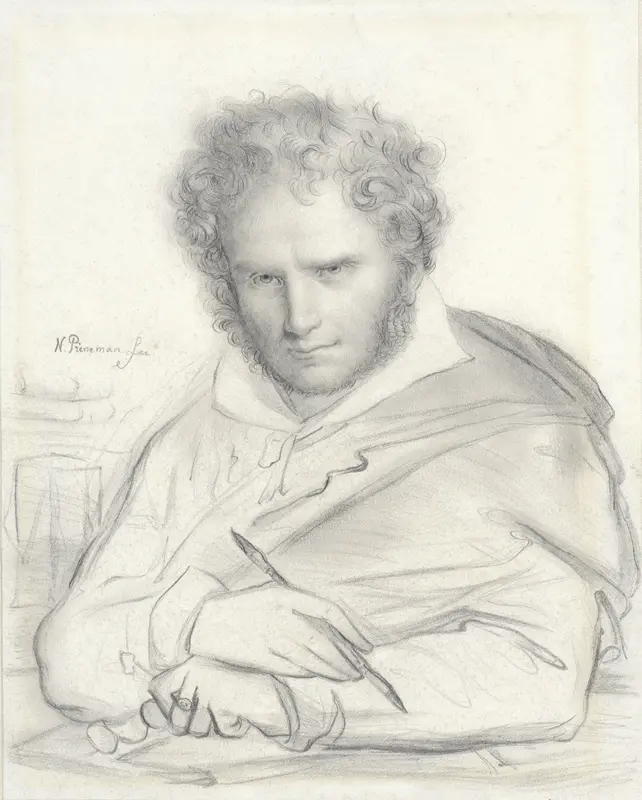Portret van Anne-Louis Girodet-Trioson (1767-1824) Wall Art by Unknown - High-Resolution Digital Print