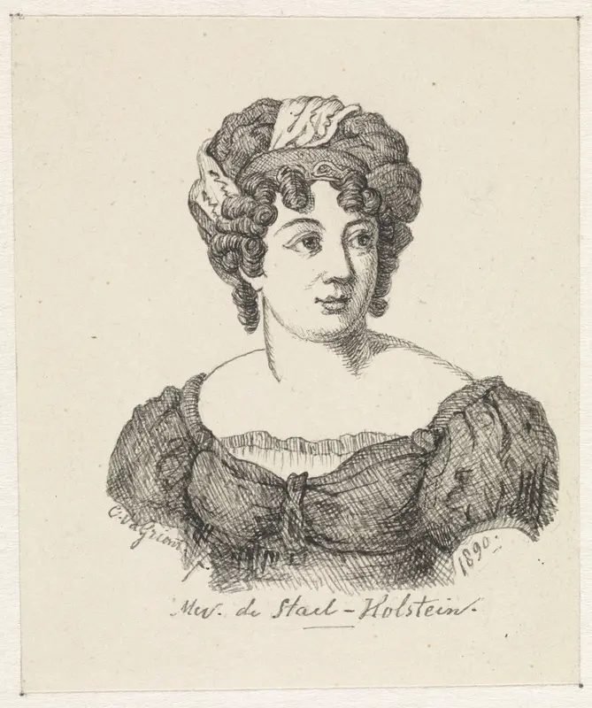 Portret van Anne Louise Germaine de Stael-Holstein Wall Art by Cornelis van der Griendt - High-Resolution Digital Print