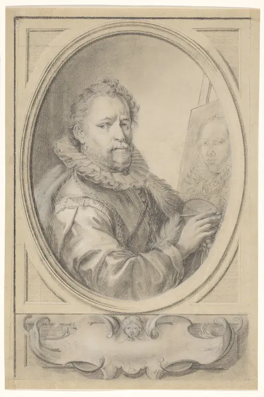 Portret van Bartholomeus Spranger, het portret van zijn vrouw schilderend Wall Art by Gaspare Redi - High-Resolution Digital Print