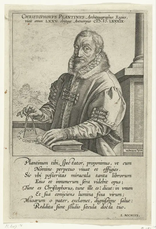 Portret van Christoffel Plantijn Wall Art by Unknown - High-Resolution Digital Print