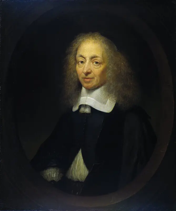 Portret van Constantijn Huygens (1596-1687) Wall Art by Caspar Netscher - High-Resolution Digital Print