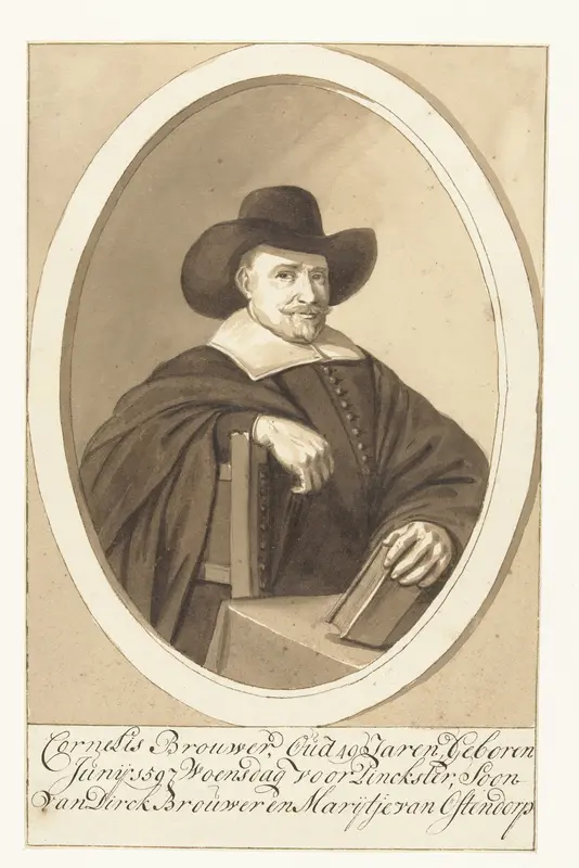 Portret van Cornelis Brouwer in ovaal Wall Art by Cornelis Dusart - High-Resolution Digital Print