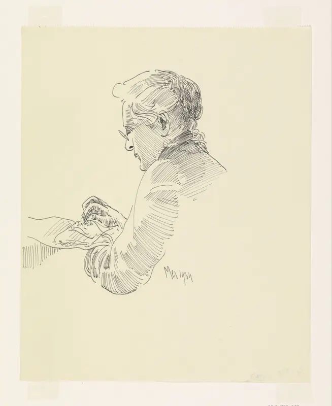 Portret van de echtgenote van Carel Adolph Lion Cachet, handwerkend Wall Art by Carel Adolph Lion Cachet - High-Resolution Digital Print