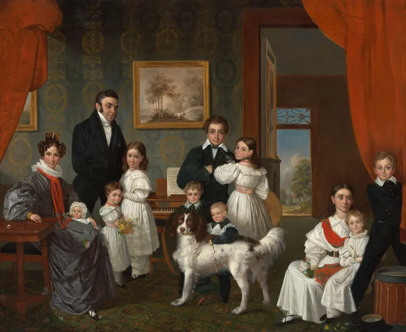 Portret van de familie Baud in hun buitenhuis in Voorburg Wall Art by Raden Sarief Bastaman Saleh - High-Resolution Digital Print