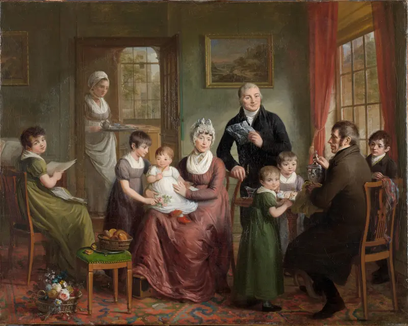 Portret van de familie van Adrianus Bonebakker met Dirk L. Bennewitz Wall Art by Unknown - High-Resolution Digital Print