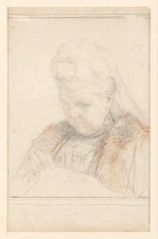 Portret van de koningin-moeder Emma, handwerkend Wall Art by Jan Veth - High-Resolution Digital Print