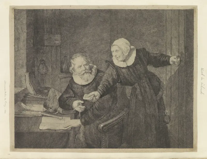 Portret van de scheepsbouwmeester Jan Rijcksen en zijn vrouw Wall Art by Henry Louis Basan - High-Resolution Digital Print