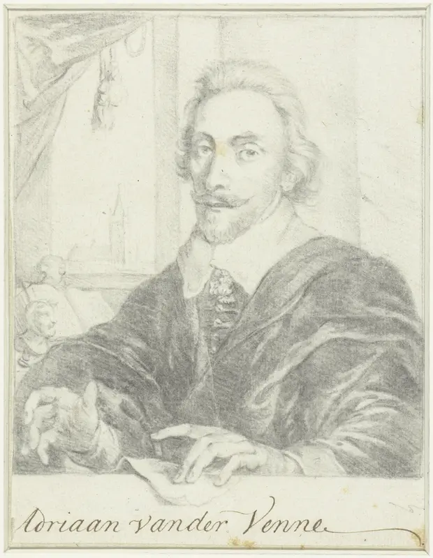 Portret van de schilder Adriaan Pietersz. van de Venne Wall Art by Wenceslaus Hollar - High-Resolution Digital Print