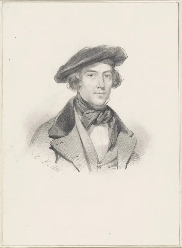 Portret van de schilder Kasparus Karsen, met baret naar rechts Wall Art by Coenraad Hamburger - High-Resolution Digital Print