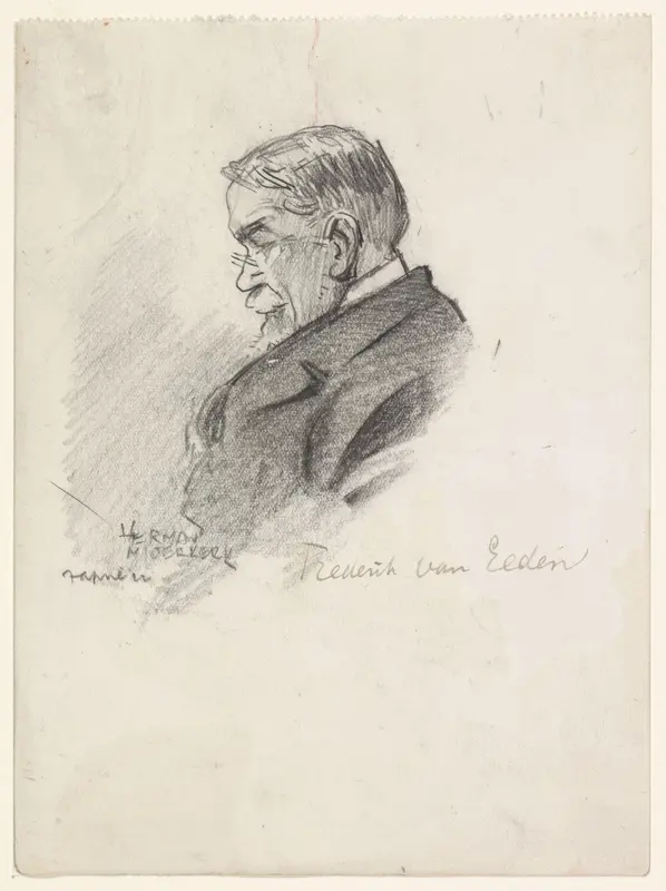 Portret van de schrijver Frederik Willem van Eeden, op latere leeftijd, en profil Wall Art by Willem Moerkerk - High-Resolution Digital Print