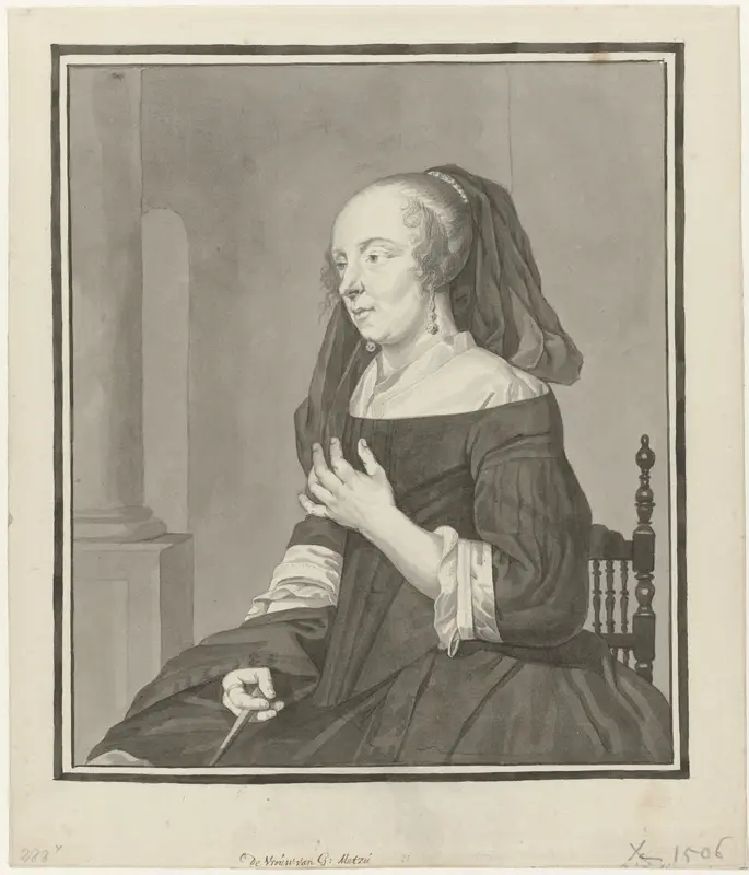 Portret van de vrouw van Gabriël Metsu Wall Art by Julius Henricus Quinkhard - High-Resolution Digital Print