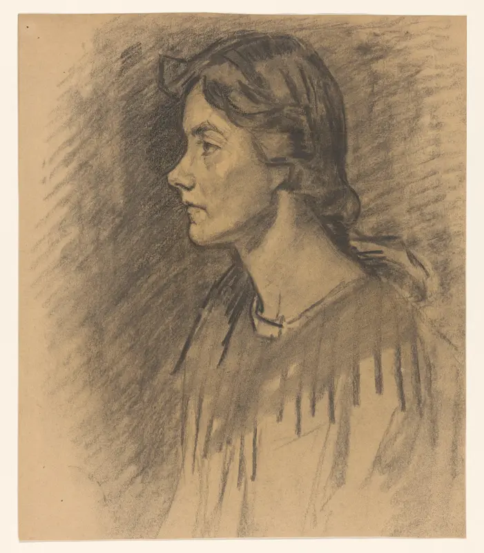 Portret van de vrouw van Wilhelmus Johannes Steenhoff, en profil naar links Wall Art by Wilhelmus Johannes Steenhoff - High-Resolution Digital Print
