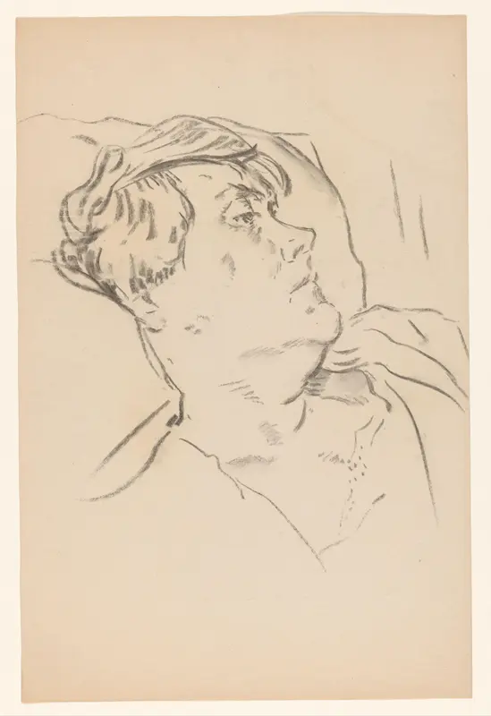 Portret van de vrouw van Wilhelmus Johannes Steenhoff, in bed Wall Art by Wilhelmus Johannes Steenhoff - High-Resolution Digital Print