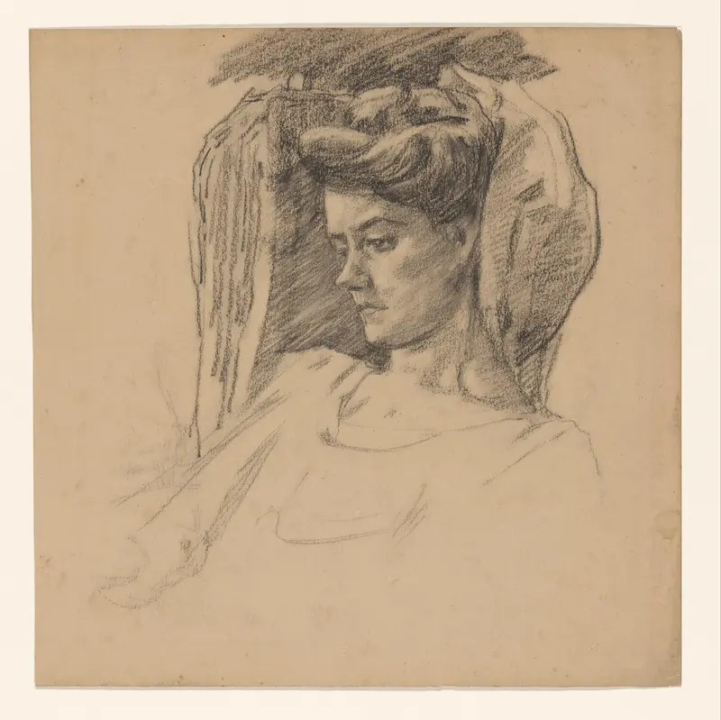 Portret van de vrouw van Wilhelmus Johannes Steenhoff, naar links Wall Art by Wilhelmus Johannes Steenhoff - High-Resolution Digital Print