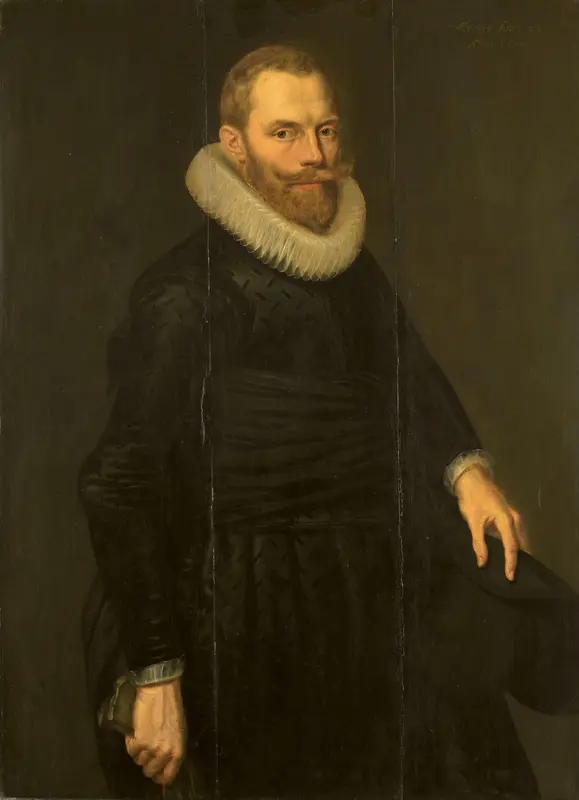Portret van Dirck Hasselaer (1581-1645) Wall Art by Cornelis van der Voort - High-Resolution Digital Print
