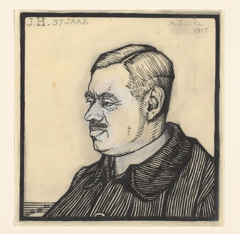 Portret van een 37-jarige man met de initialen J.H. Wall Art by Unknown - High-Resolution Digital Print