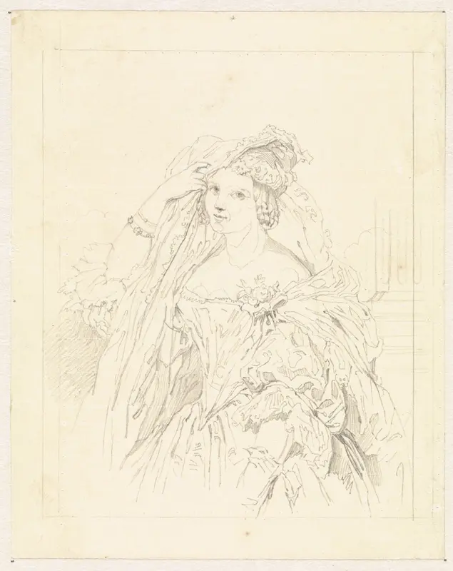 Portret van een dame Wall Art by Henricus Wilhelmus Couwenberg - High-Resolution Digital Print