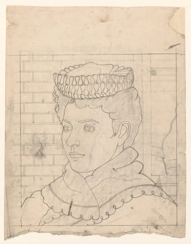 Portret van een dame met hoed, tegen een muur Wall Art by Samuel Jessurun de Mesquita - High-Resolution Digital Print