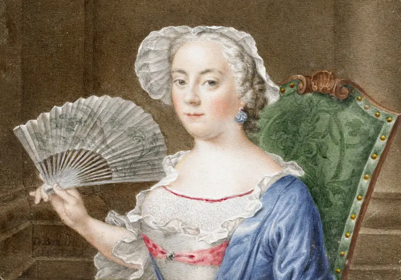 Portret van een dame met waaier Wall Art by Daniël Bruyninx - High-Resolution Digital Print