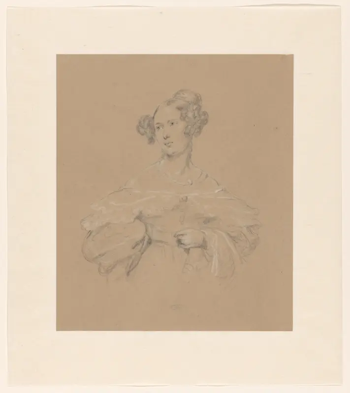 Portret van een dame, ten halven lijve, naar links gewend Wall Art by Cornelis Kruseman - High-Resolution Digital Print