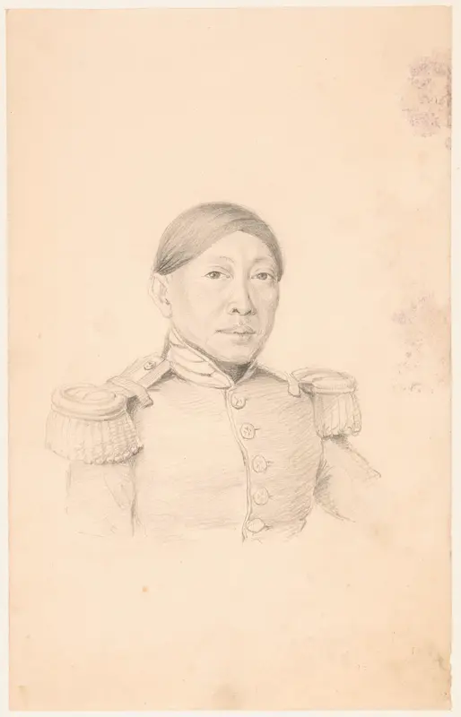 Portret van een Javaanse funcionaris, in een uniform met epauletten Wall Art by Christian Heinrich Gottlieb Steuerwald - High-Resolution Digital Print