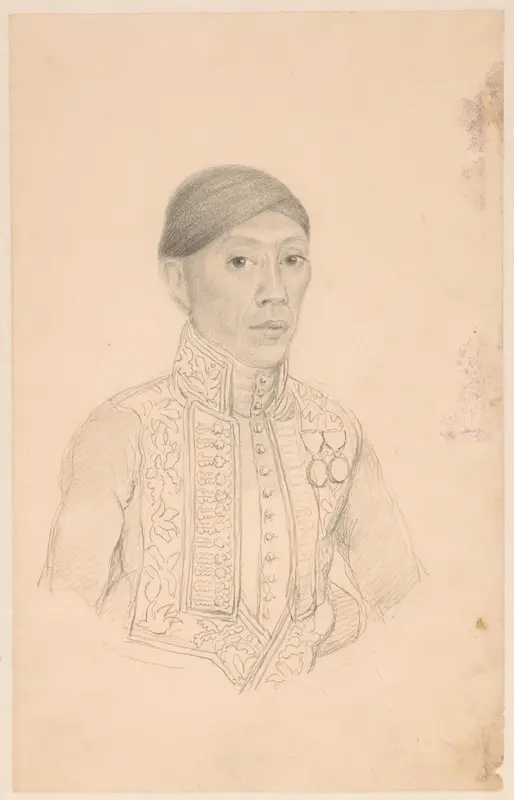 Portret van een Javaanse funcionaris, in een uniform met twee onderscheidingen Wall Art by Christian Heinrich Gottlieb Steuerwald - High-Resolution Digital Print