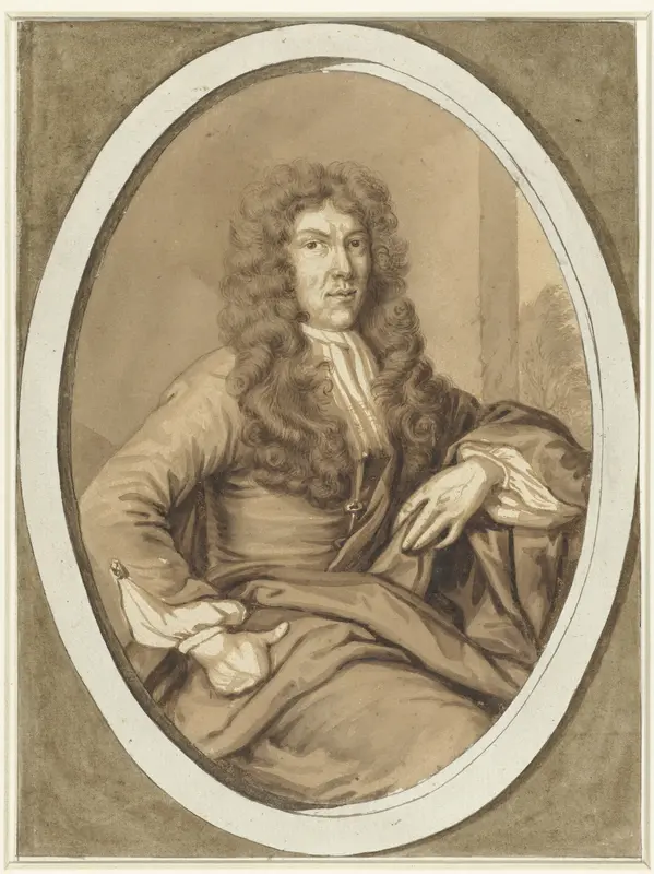 Portret van een jonge man, in ovaal Wall Art by Cornelis Dusart - High-Resolution Digital Print