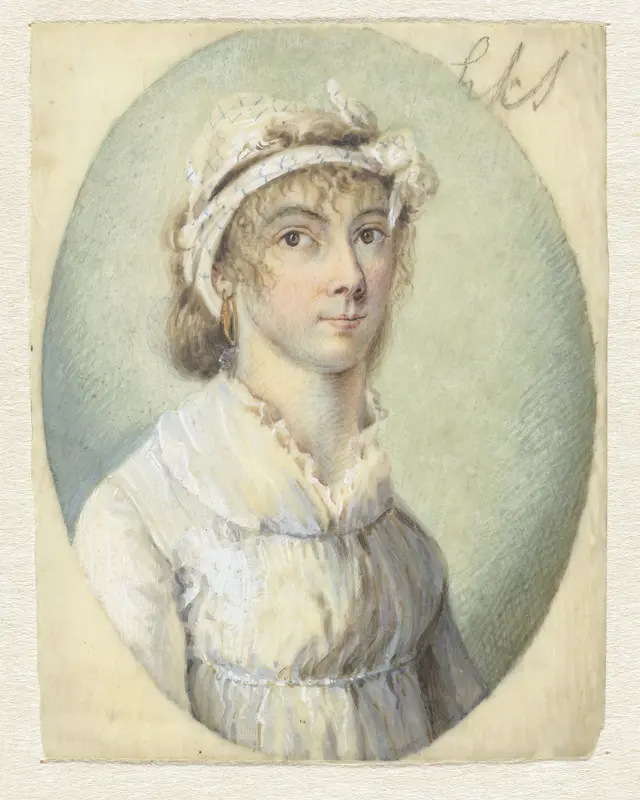 Portret van een jonge vrouw, driekwart naar rechts Wall Art by Pieter Gerardus van Os - High-Resolution Digital Print