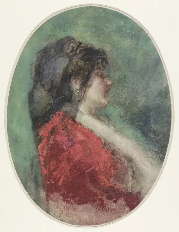 Portret van een jonge vrouw in profiel Wall Art by Mosè di Giosuè Bianchi - High-Resolution Digital Print