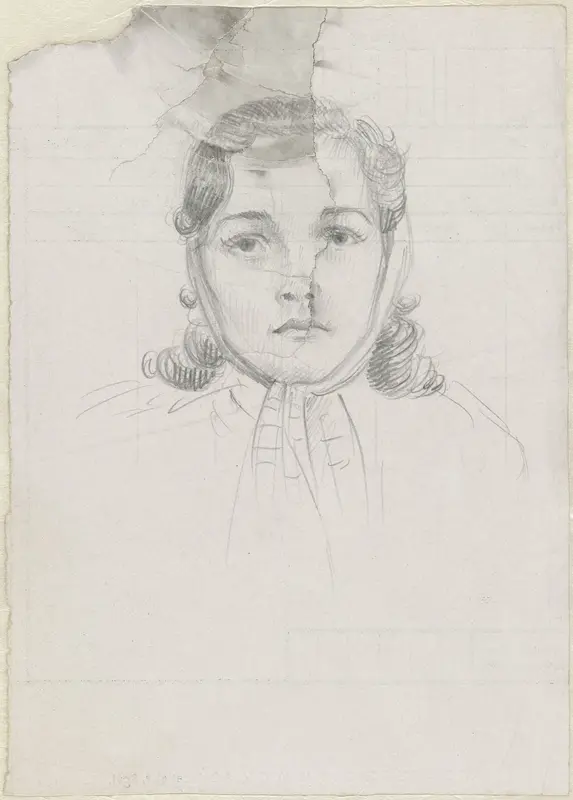 Portret van een jonge vrouw met hoofddoek, Sabine Zuur Wall Art by Aat Breur-Hibma - High-Resolution Digital Print