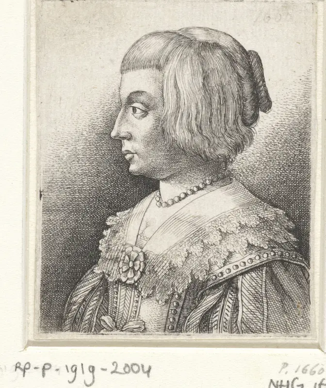 Portret van een jonge vrouw met kraag en rozet Wall Art by Wenceslaus Hollar - High-Resolution Digital Print
