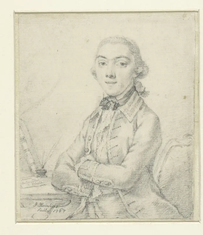 Portret van een jongeman aan een schrijftafel Wall Art by Johannes Heinsius - High-Resolution Digital Print