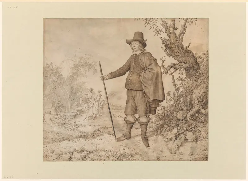 Portret van een jongeman in een landschap Wall Art by Gerrit Adriaensz. de Heer - High-Resolution Digital Print