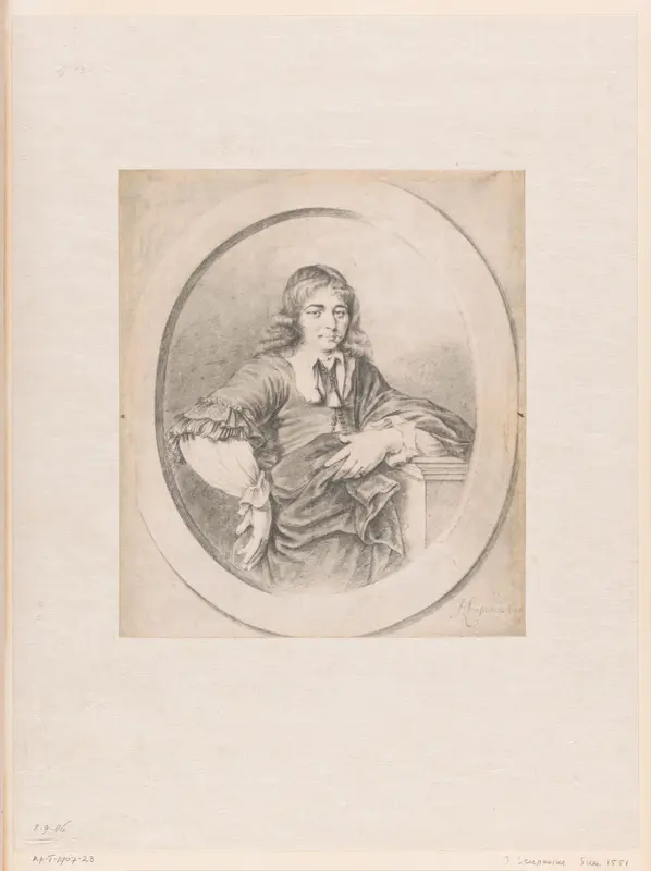 Portret van een jongeman leunend tegen een pilaster Wall Art by Unknown - High-Resolution Digital Print
