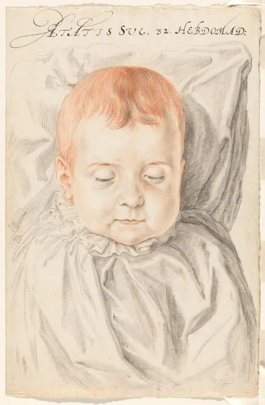 Portret van een kind, 32 weken oud Wall Art by Unknown - High-Resolution Digital Print