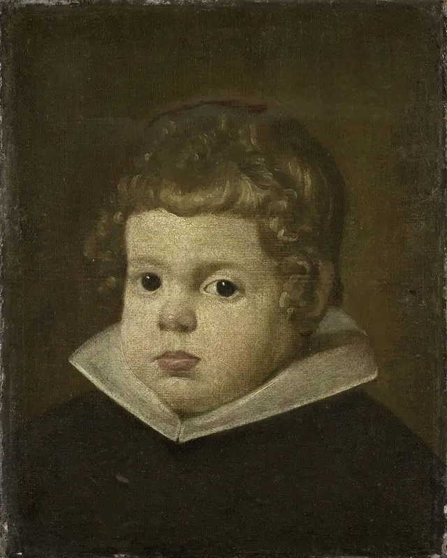 Portret van een kind, vermoedelijk prins Balthasar Carlos (1629-46), zoon van de Spaanse koning Philips IV, op ongeveer driejarige leeftijd Wall Art by anonymous - High-Resolution Digital Print