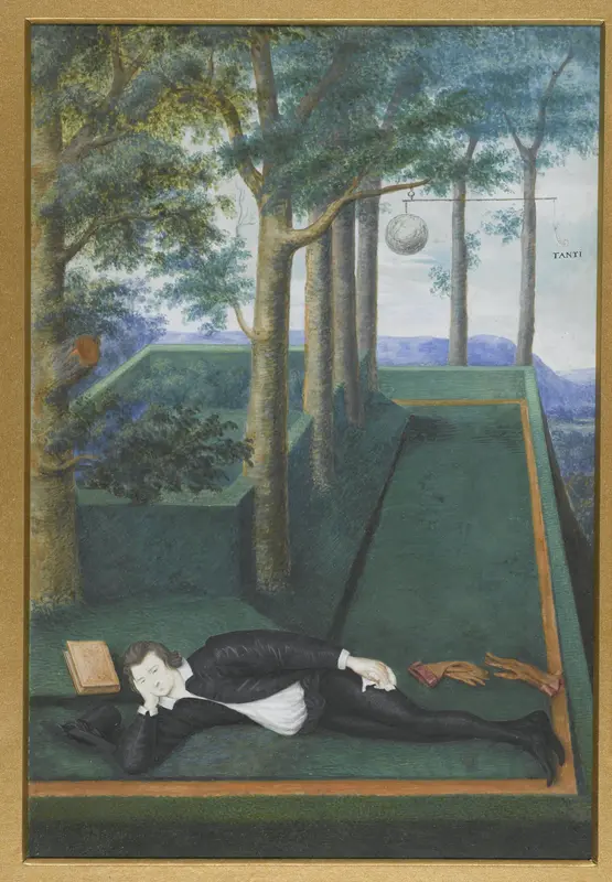 Portret van een liggende edelman in een begroeide hof; Portret van Henry Percy, 9th Earl of Northumberland Wall Art by Nicholas Hilliard - High-Resolution Digital Print