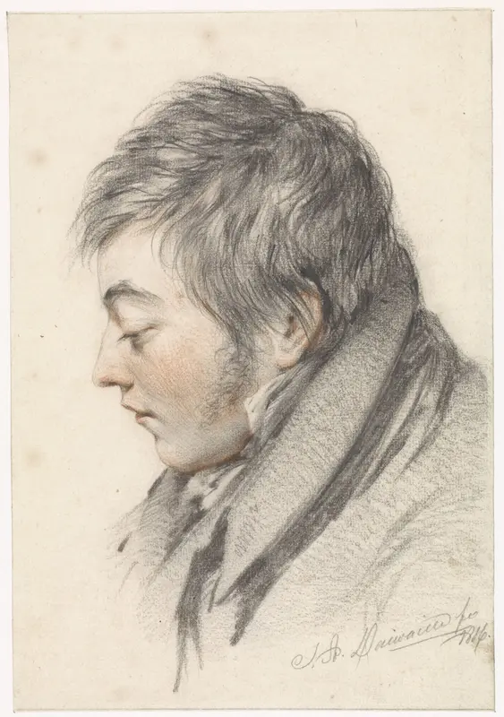 Portret van een man, en profil naar links Wall Art by Jean Augustin Daiwaille - High-Resolution Digital Print