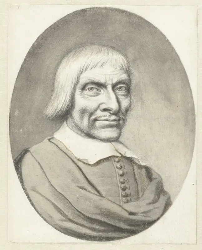 Portret van een man (Jan Luyken?) in ovaal Wall Art by Michiel van Musscher - High-Resolution Digital Print