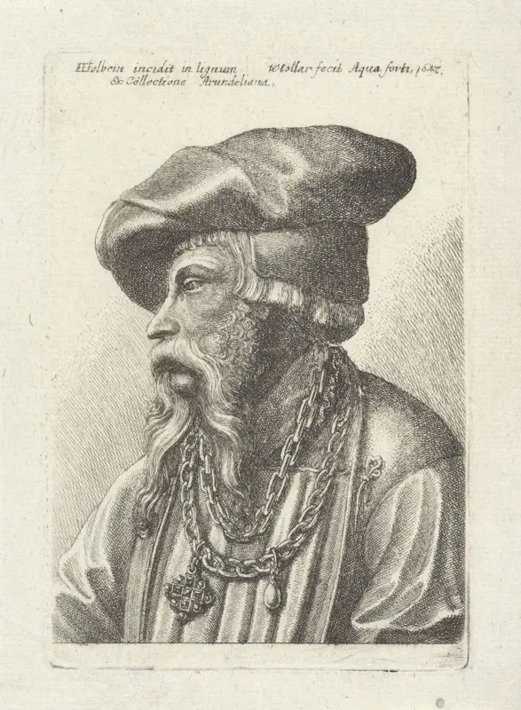 Portret van een man met baard, baret en halsketting Wall Art by Unknown - High-Resolution Digital Print
