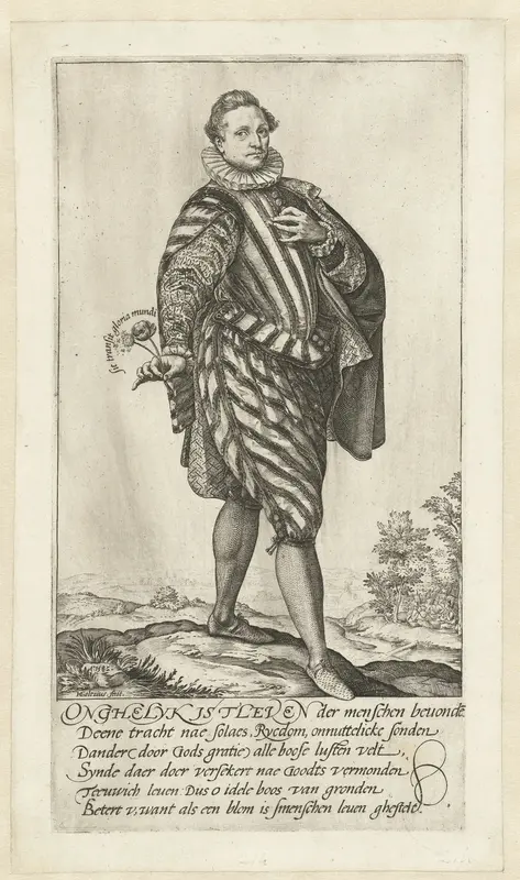 Portret van een man met bloemen in zijn hand Wall Art by Unknown - High-Resolution Digital Print