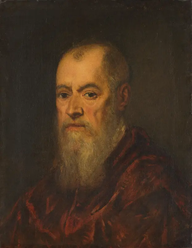 Portret van een man met een rode mantel Wall Art by Jacopo Tintoretto - High-Resolution Digital Print