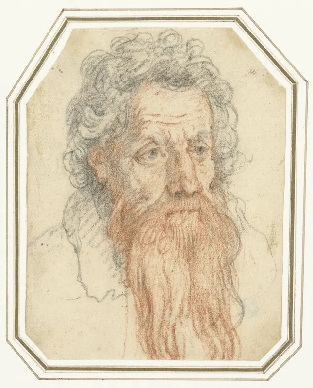 Portret van een man met krullend haar en een baard Wall Art by Federico Zuccaro - High-Resolution Digital Print