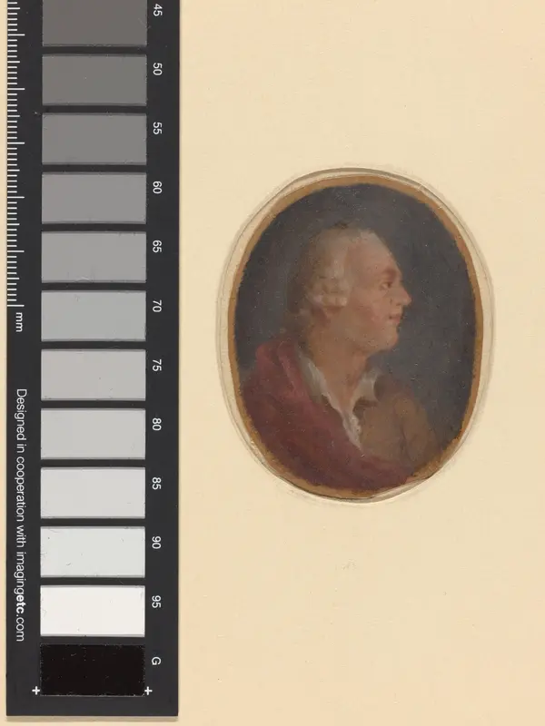 Portret van een man met pruik en rode mantel in profiel naar rechts, vermoedelijk Hendrik Karel Nicolaas van der Noot Wall Art by anonymous - High-Resolution Digital Print