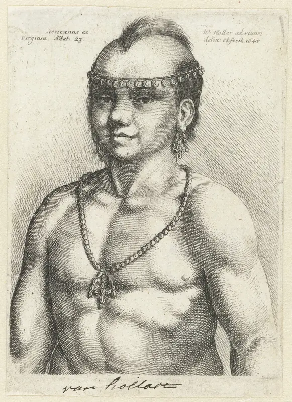 Portret van een man uit Tsenacommacah (Virginia), Amerika, op 23-jarige leeftijd Wall Art by Unknown - High-Resolution Digital Print